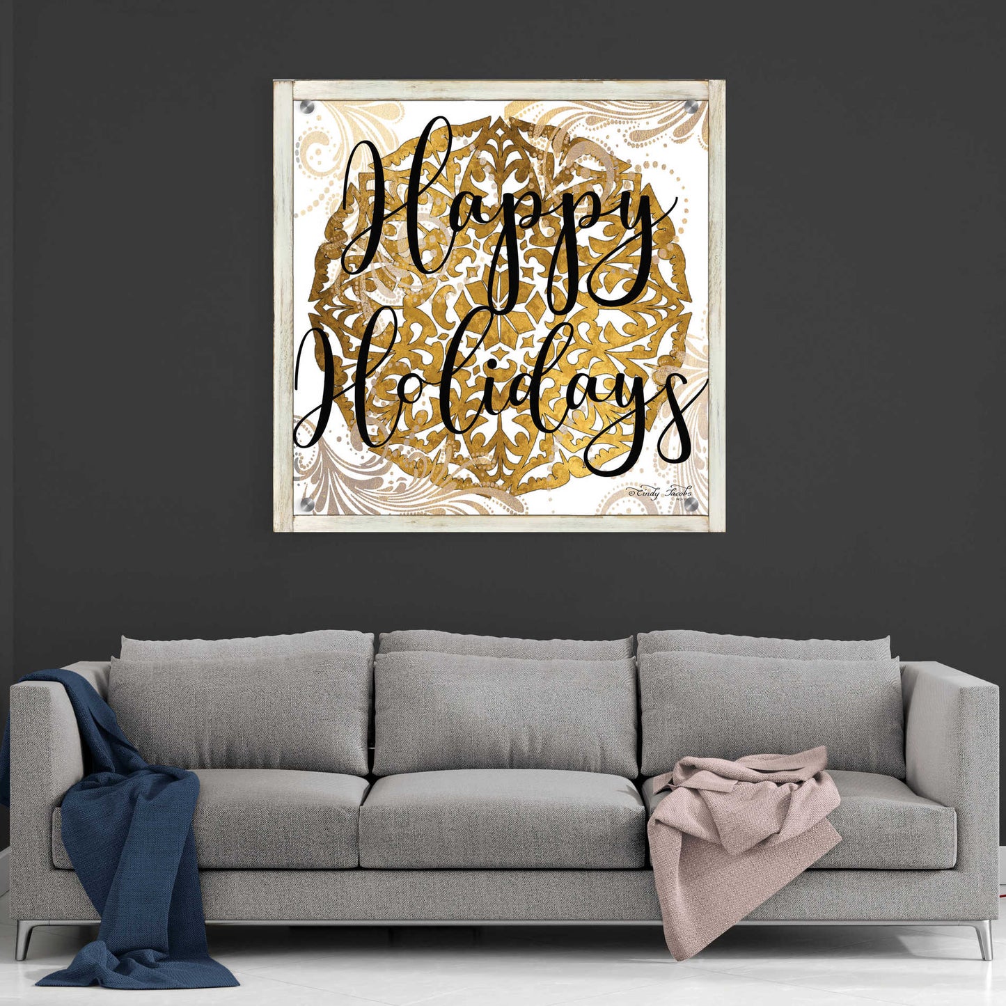 Epic Art 'Happy Holidays Mandala II' by Cindy Jacobs, Acrylic Glass Wall Art,36x36