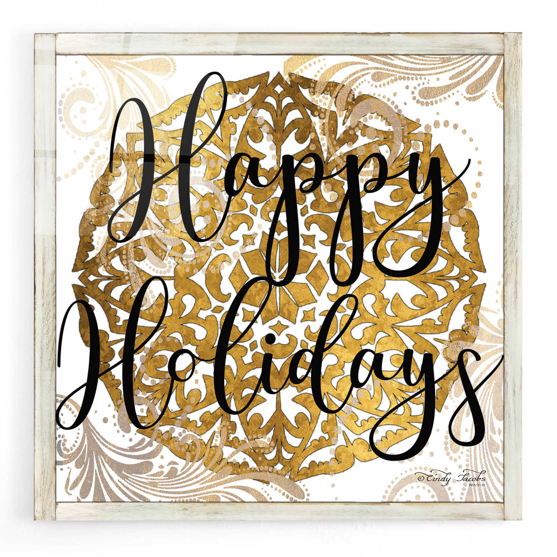 Epic Art 'Happy Holidays Mandala II' by Cindy Jacobs, Acrylic Glass Wall Art