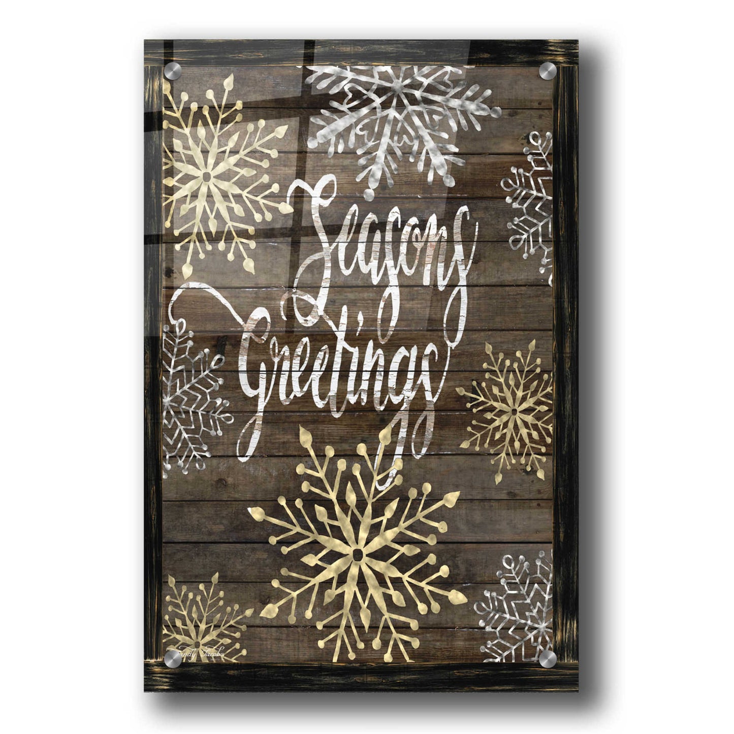 Epic Art 'Snowflake Seasons Greetings' by Cindy Jacobs, Acrylic Glass Wall Art,24x36