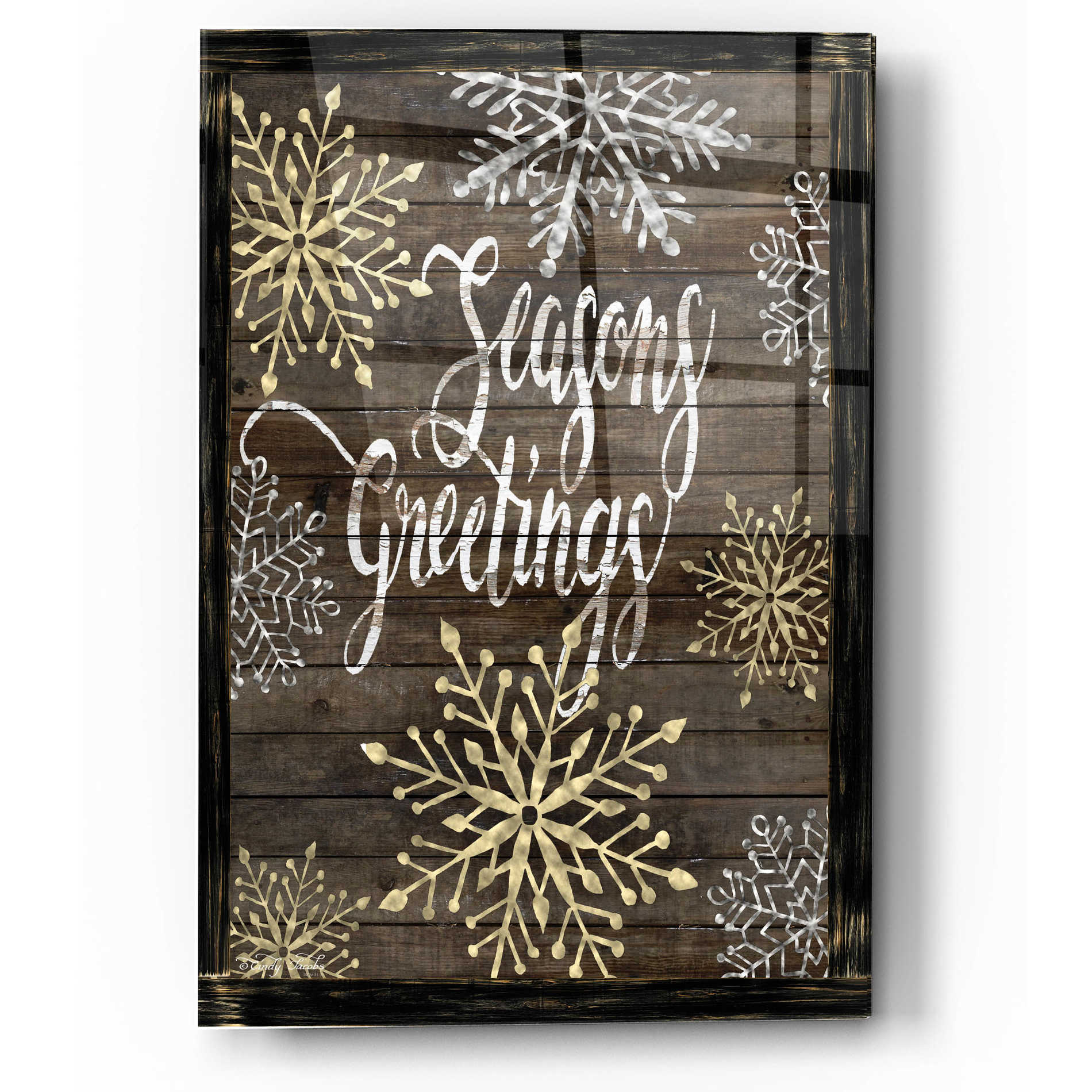 Epic Art 'Snowflake Seasons Greetings' by Cindy Jacobs, Acrylic Glass Wall Art