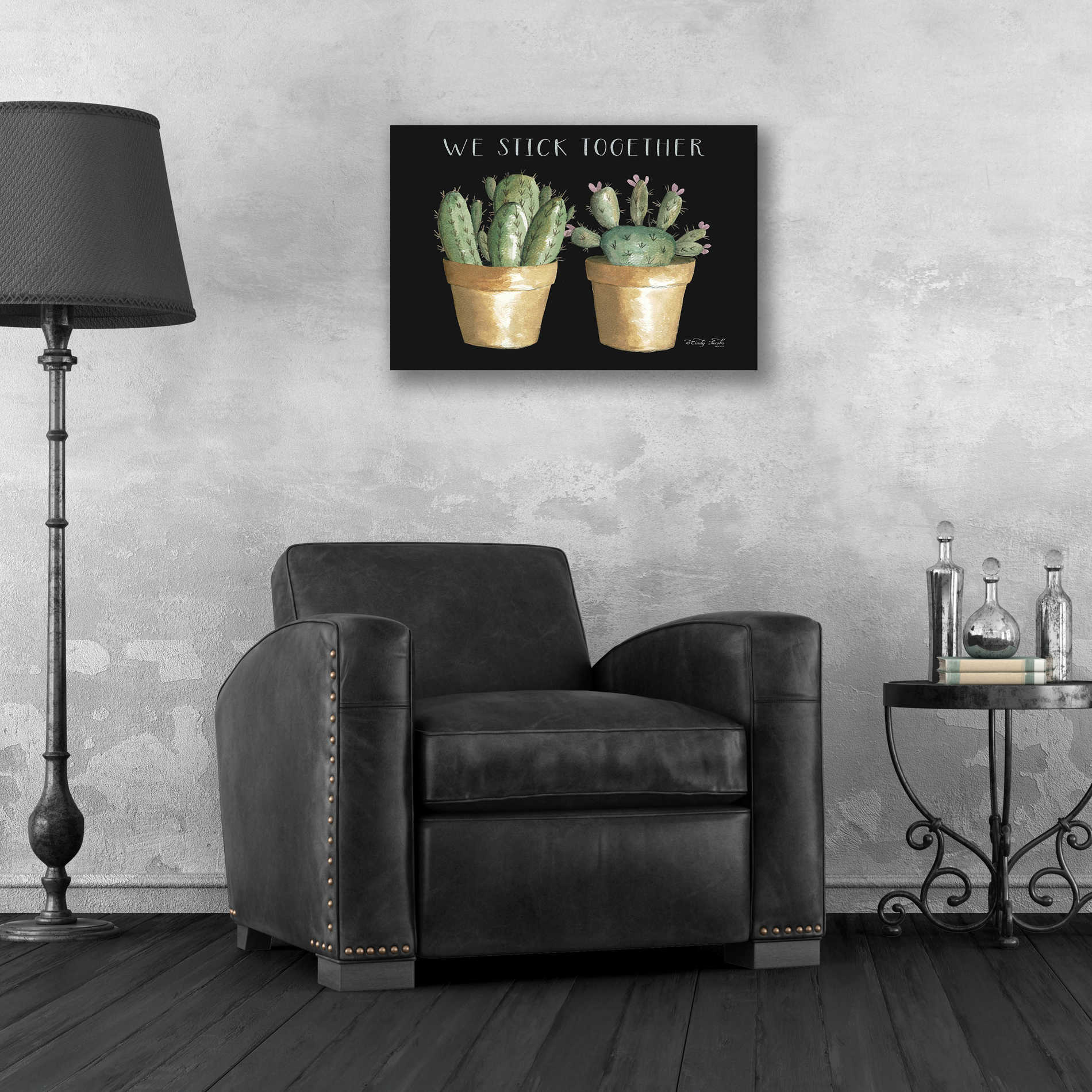 Epic Art 'We Stick Together Cactus' by Cindy Jacobs, Acrylic Glass Wall Art,24x16