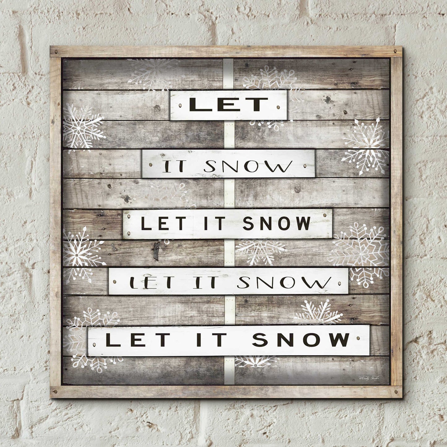 Epic Art 'Let It Snow' by Cindy Jacobs, Acrylic Glass Wall Art,12x12