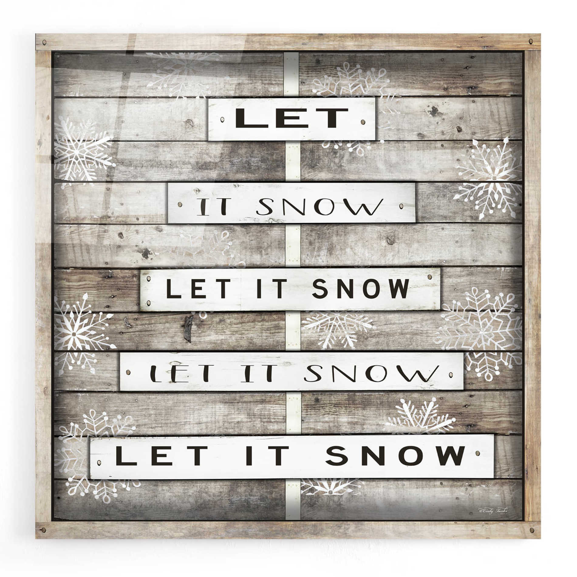 Epic Art 'Let It Snow' by Cindy Jacobs, Acrylic Glass Wall Art,12x12