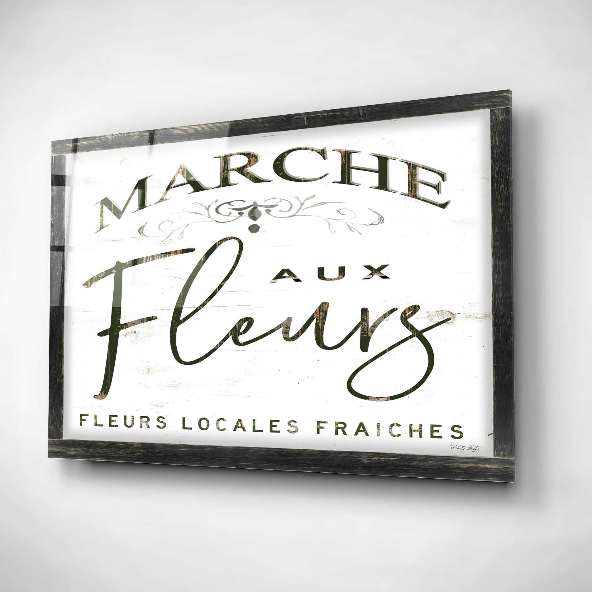 Epic Art 'Fleurs Sign I' by Cindy Jacobs, Acrylic Glass Wall Art,16x12