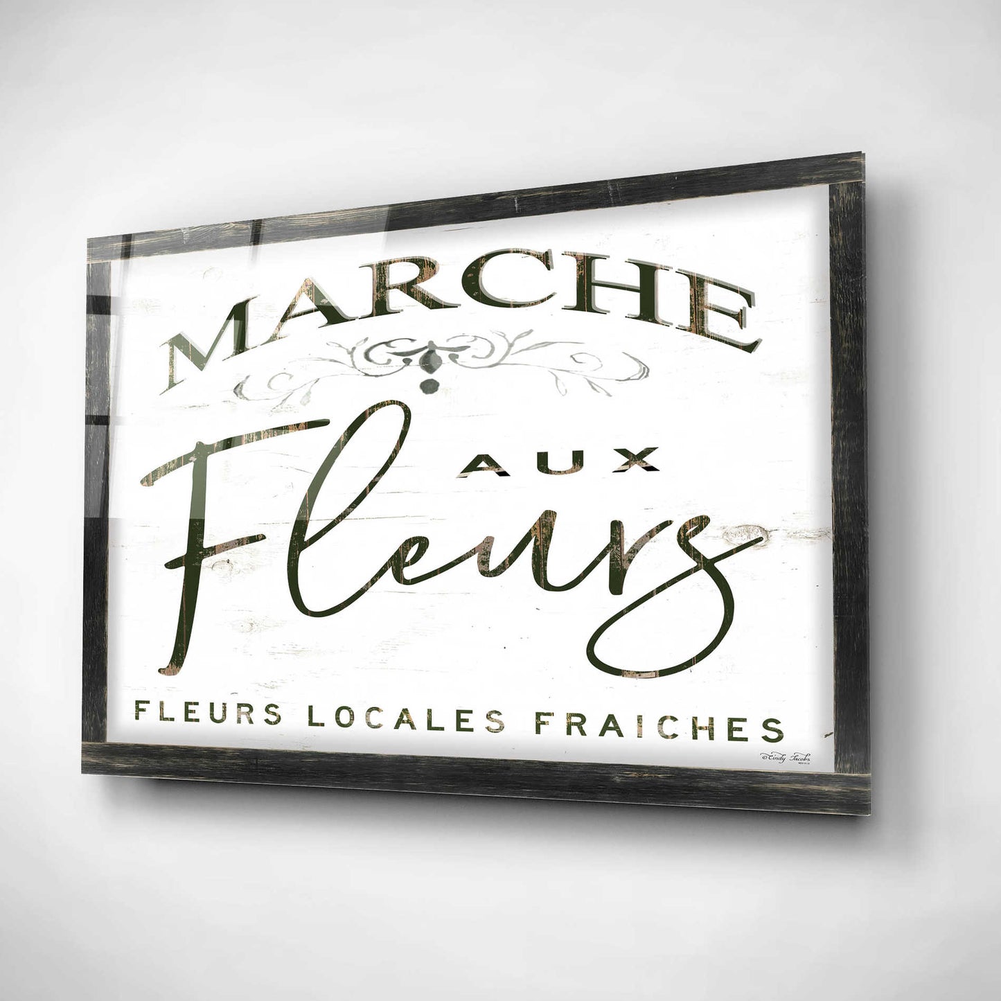 Epic Art 'Fleurs Sign I' by Cindy Jacobs, Acrylic Glass Wall Art,24x16