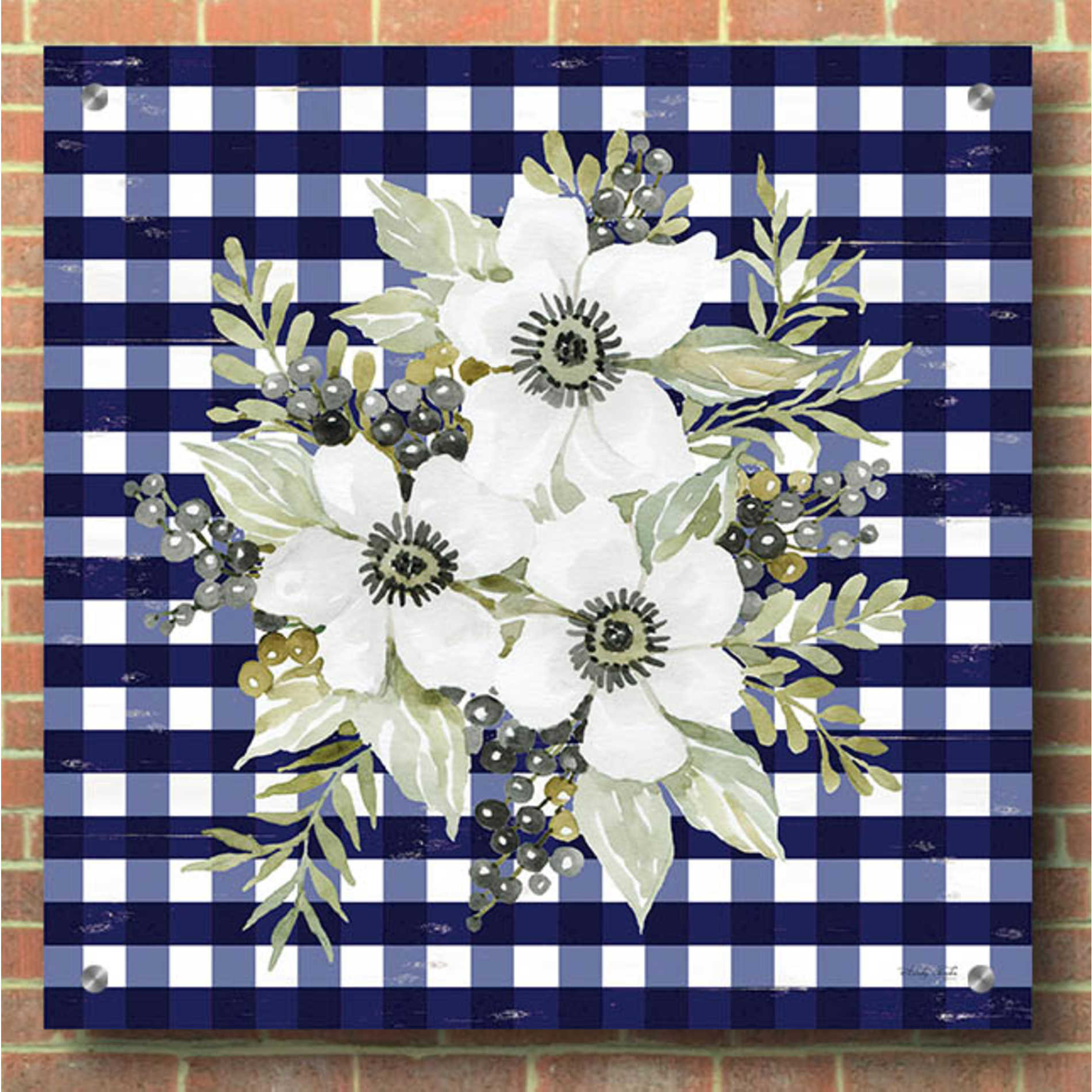 Epic Art 'Navy Floral I' by Cindy Jacobs, Acrylic Glass Wall Art,36x36