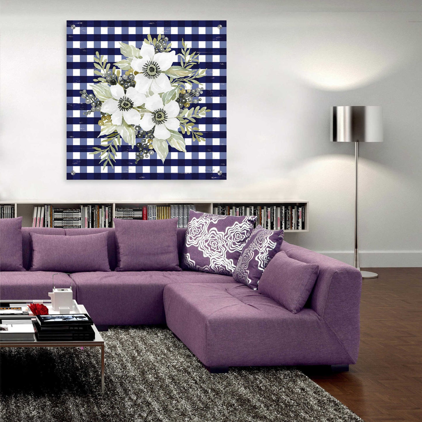 Epic Art 'Navy Floral I' by Cindy Jacobs, Acrylic Glass Wall Art,36x36