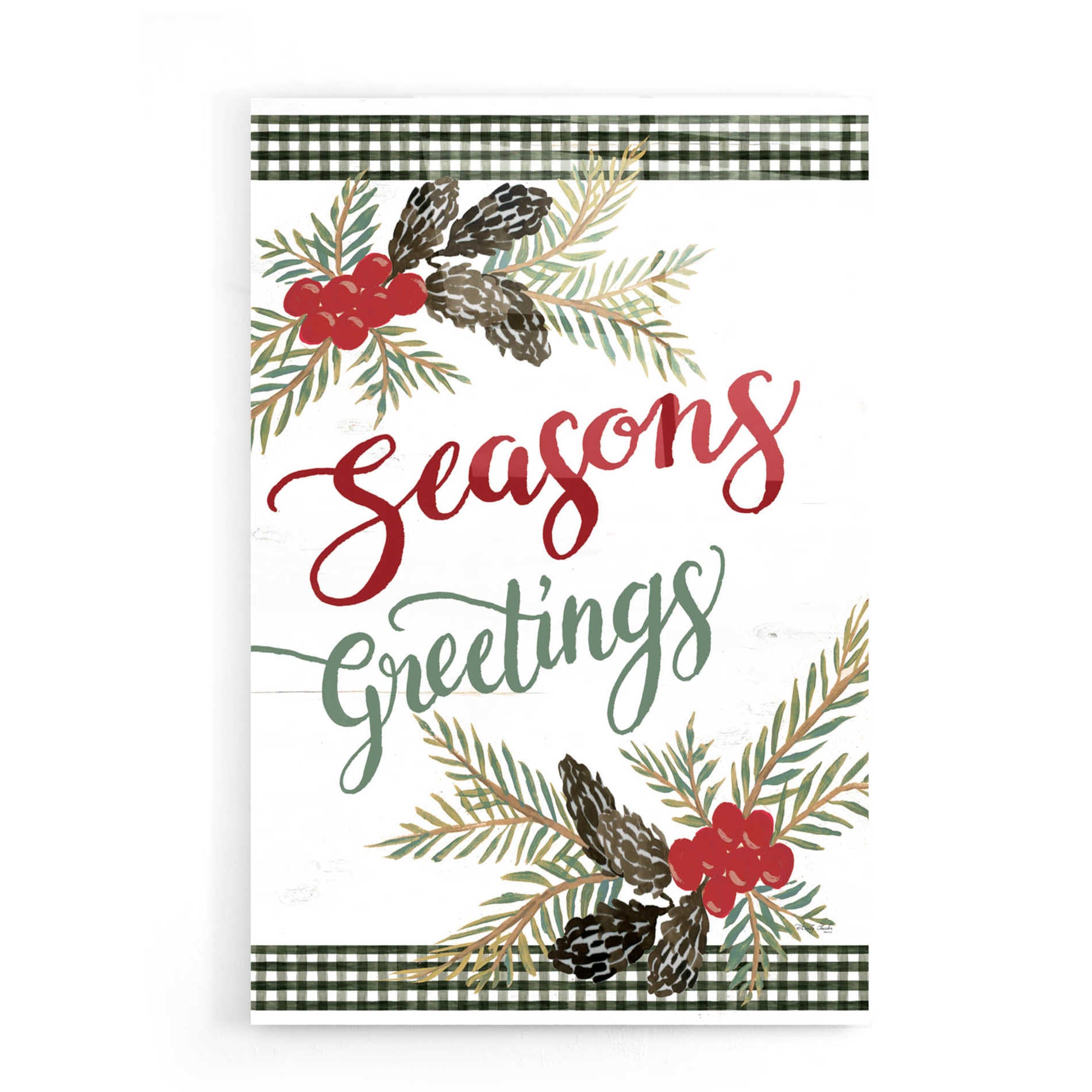 Epic Art 'Pinecone Seasons Greetings' by Cindy Jacobs, Acrylic Glass Wall Art,16x24