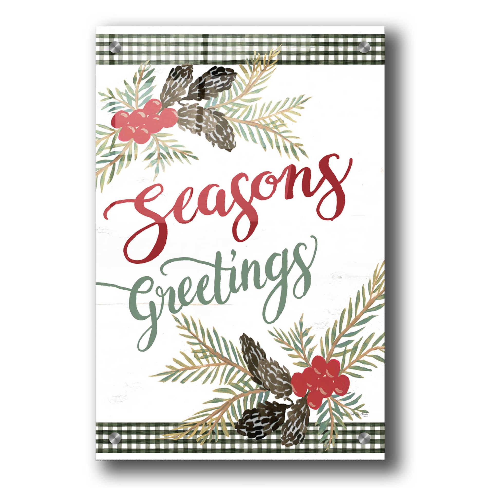 Epic Art 'Pinecone Seasons Greetings' by Cindy Jacobs, Acrylic Glass Wall Art,24x36