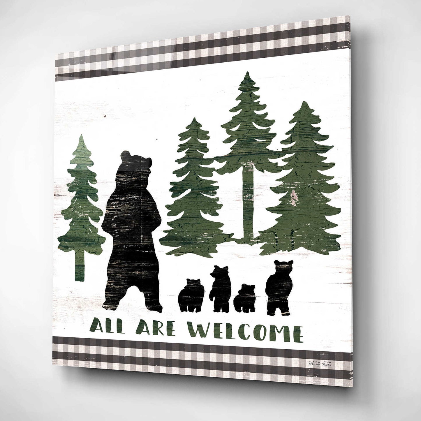 Epic Art 'All Are Welcome Lodge' by Cindy Jacobs, Acrylic Glass Wall Art,12x12