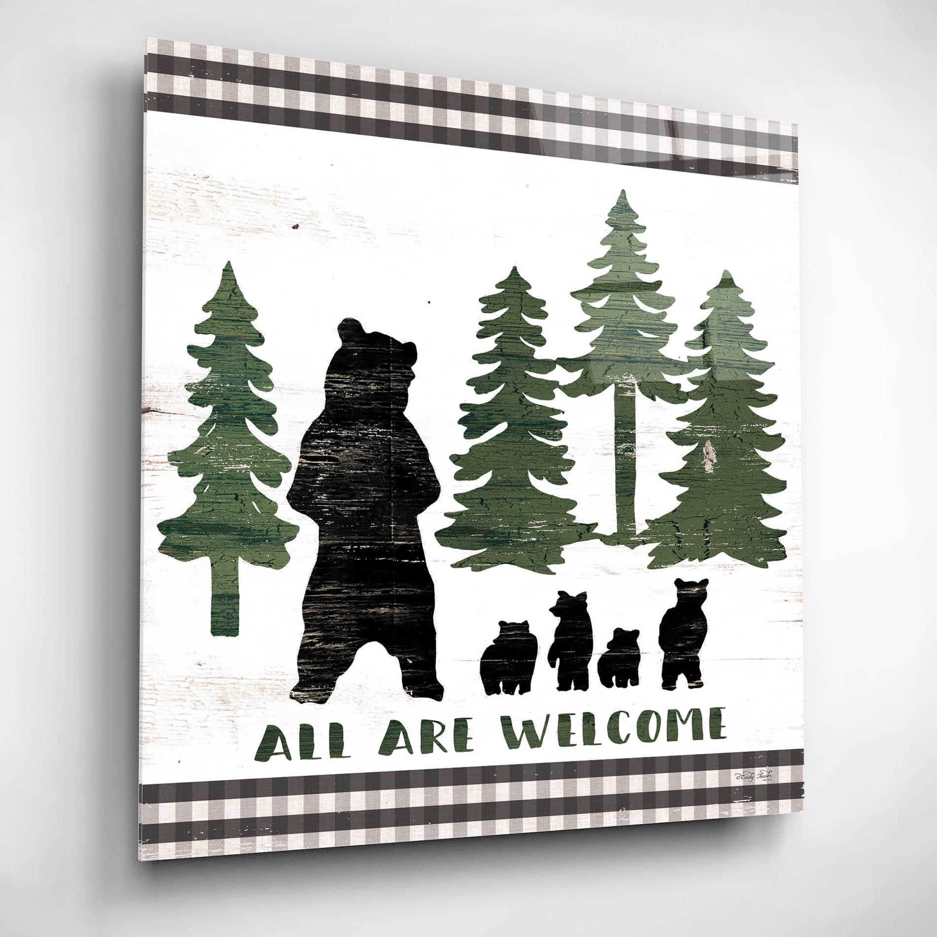 Epic Art 'All Are Welcome Lodge' by Cindy Jacobs, Acrylic Glass Wall Art,12x12