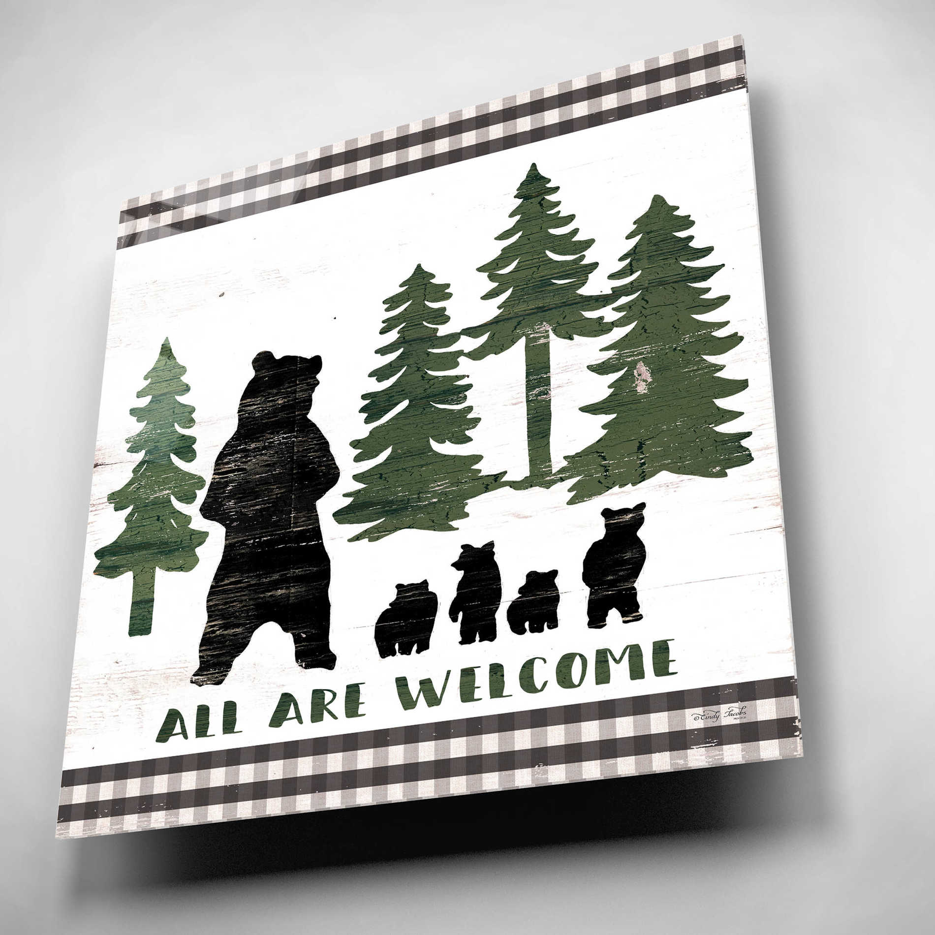 Epic Art 'All Are Welcome Lodge' by Cindy Jacobs, Acrylic Glass Wall Art,12x12