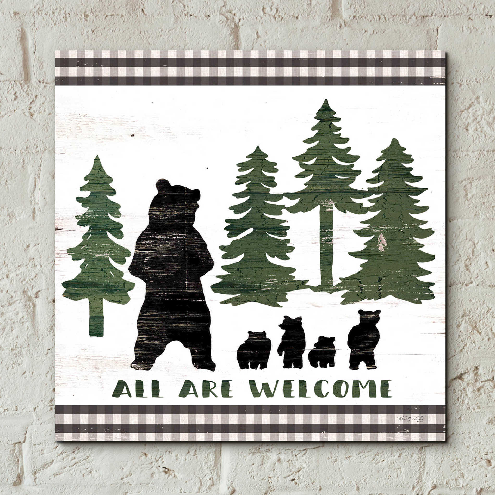 Epic Art 'All Are Welcome Lodge' by Cindy Jacobs, Acrylic Glass Wall Art,12x12