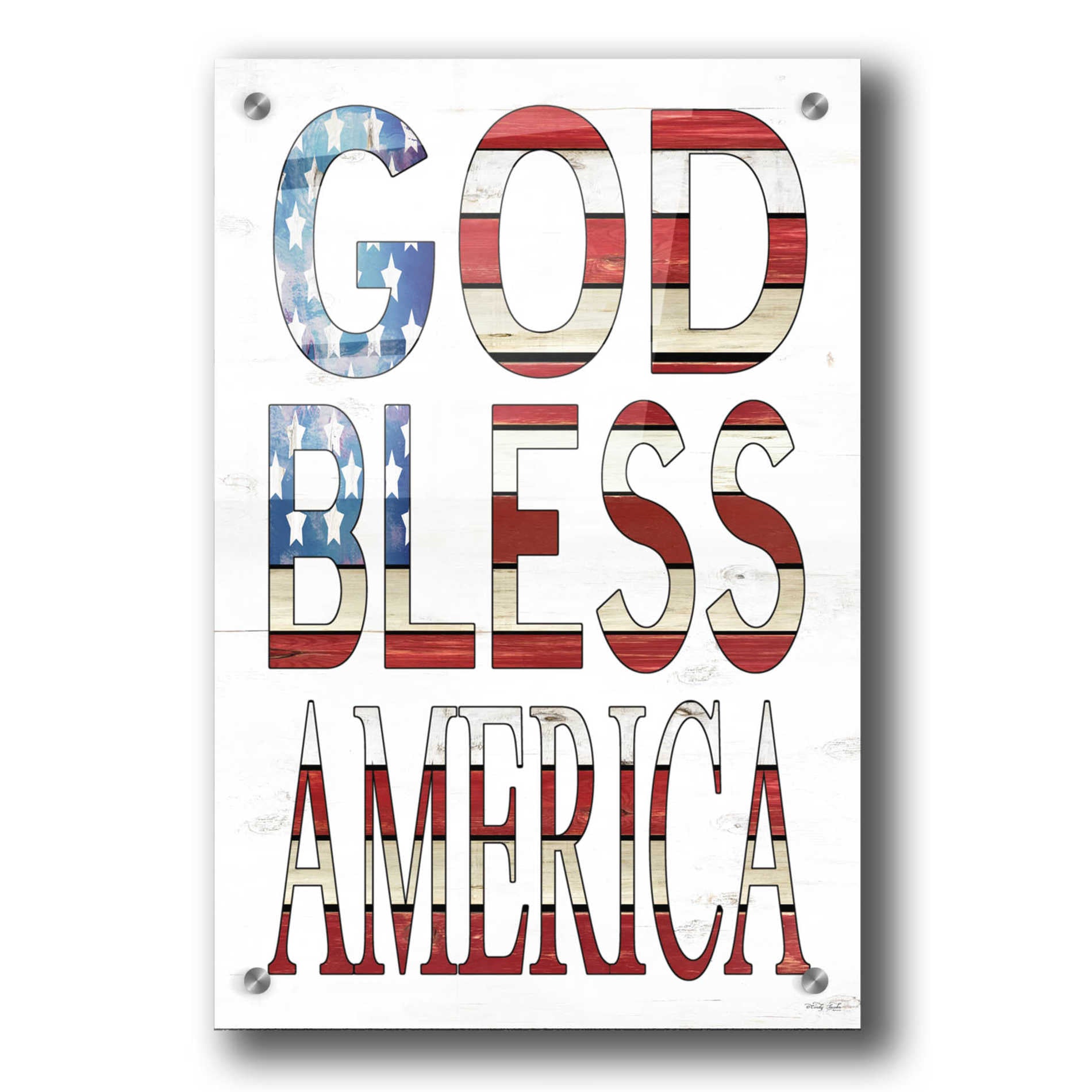 Epic Art 'God Bless America' by Cindy Jacobs, Acrylic Glass Wall Art,24x36