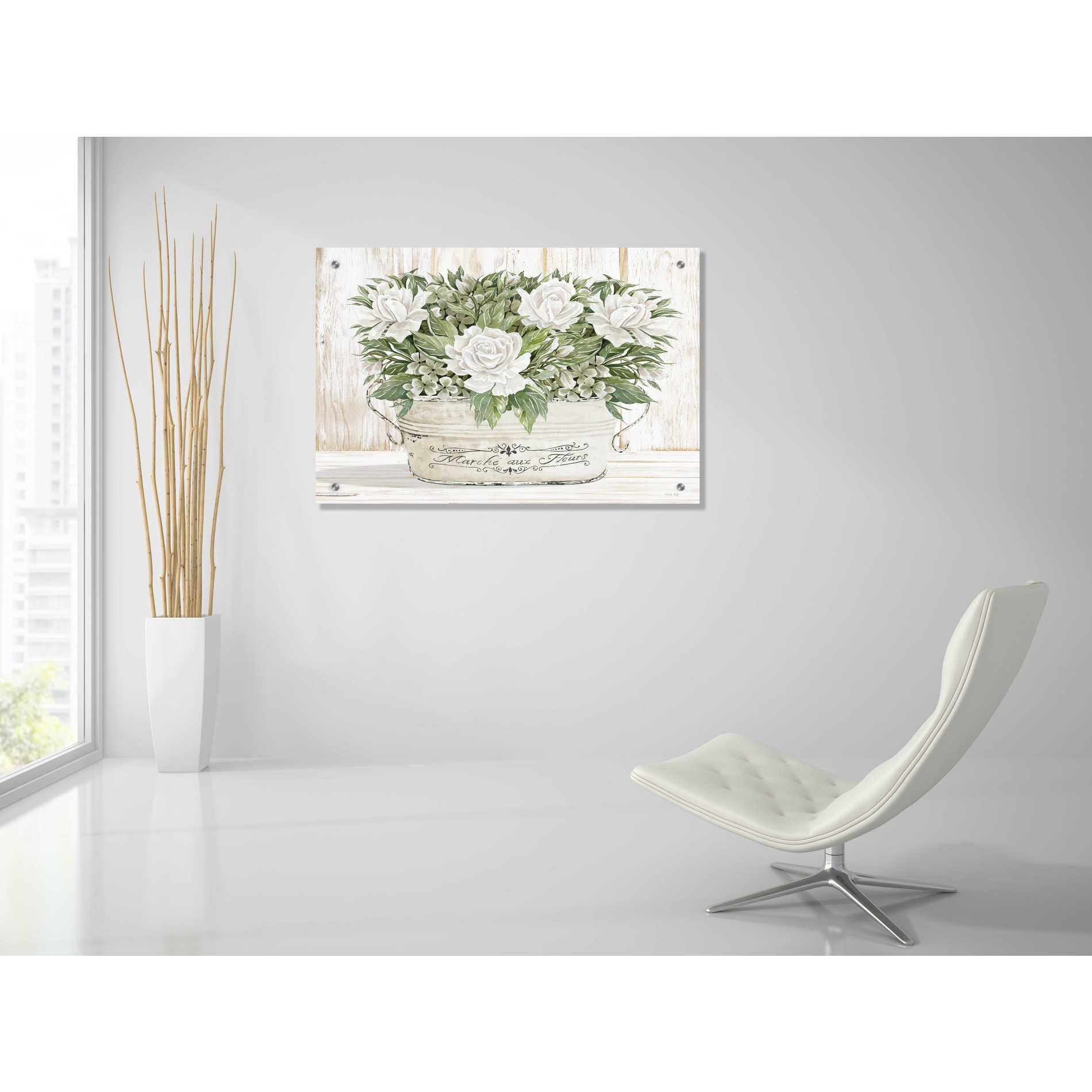 Epic Art 'Roses in White' by Cindy Jacobs, Acrylic Glass Wall Art,36x24