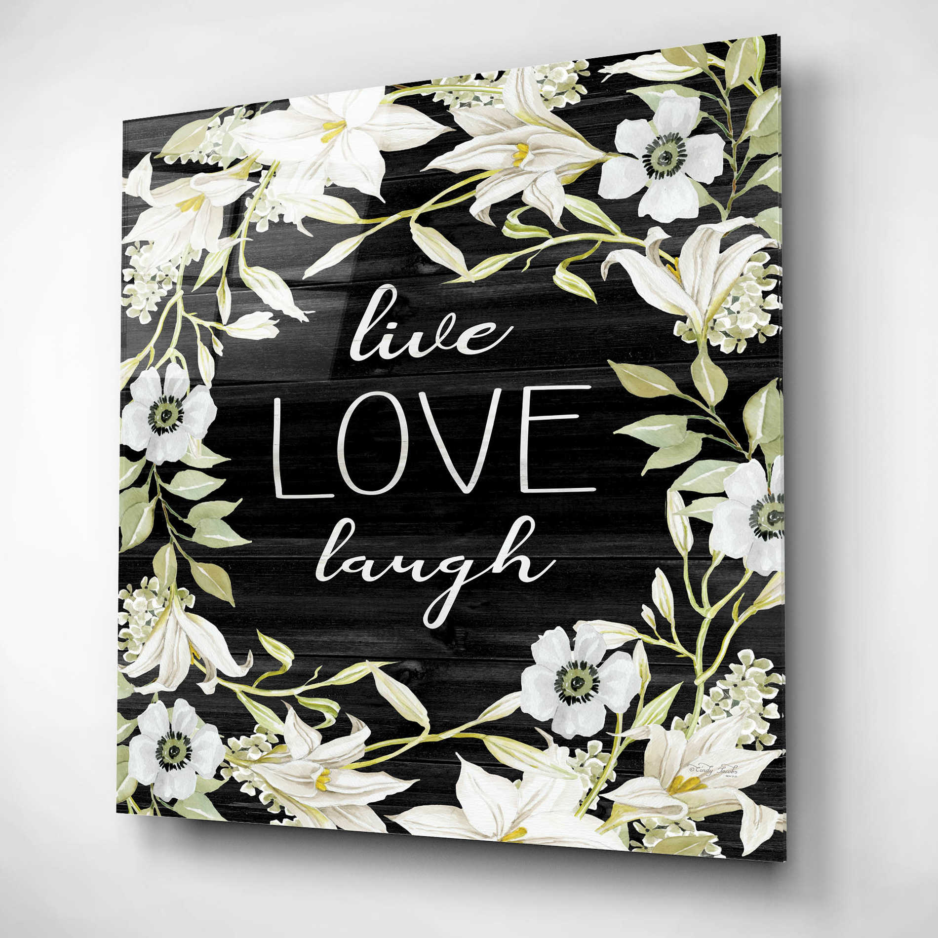 Epic Art 'Live, Love, Laugh' by Cindy Jacobs, Acrylic Glass Wall Art,12x12