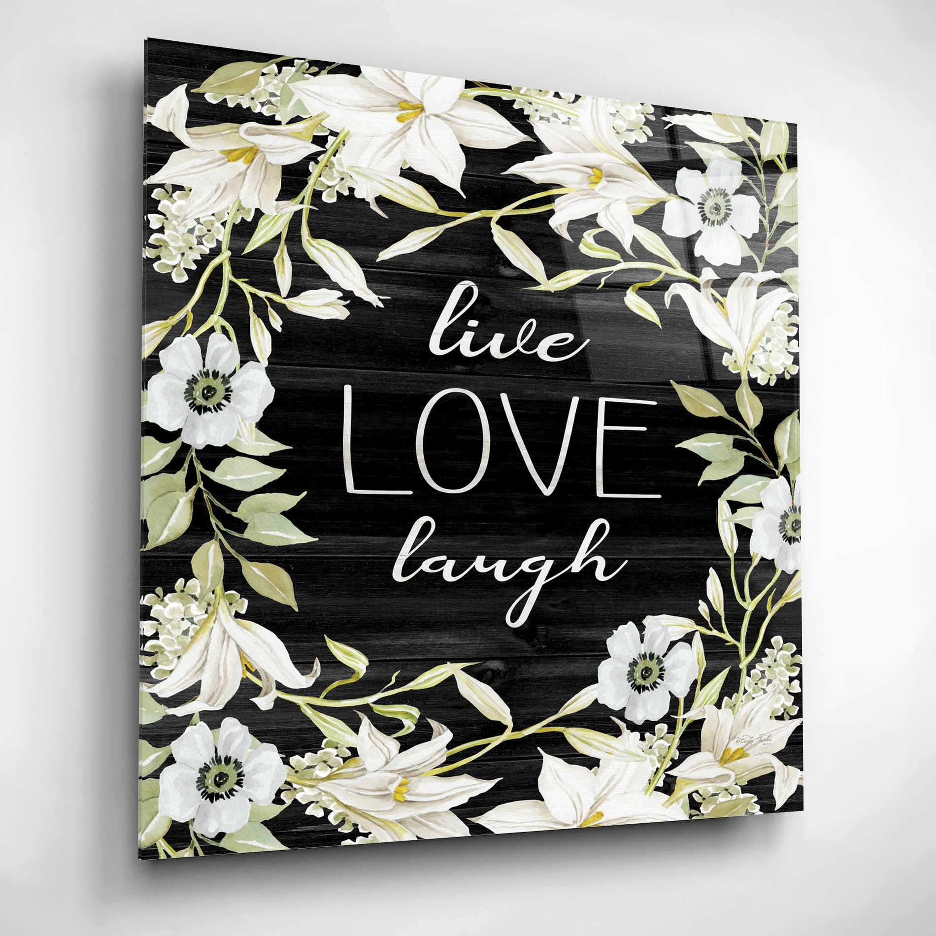 Epic Art 'Live, Love, Laugh' by Cindy Jacobs, Acrylic Glass Wall Art,12x12