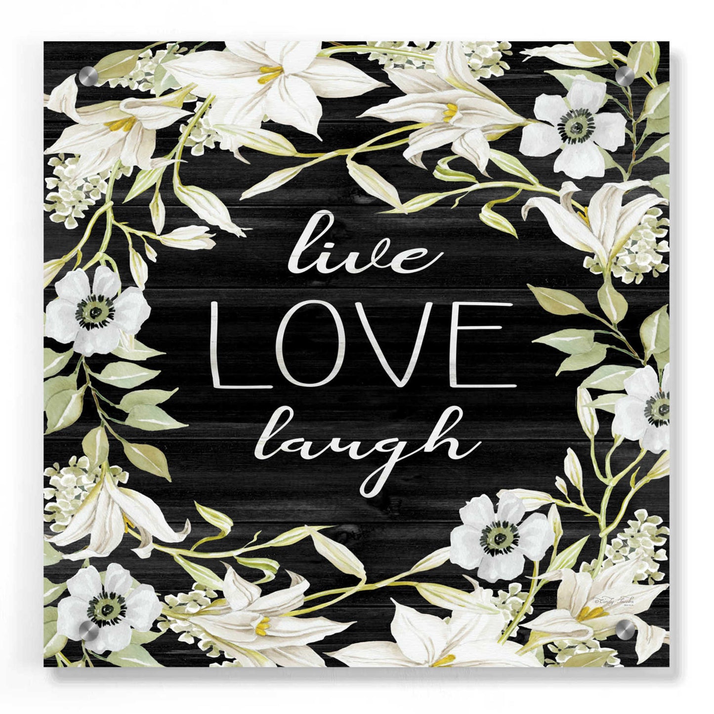 Epic Art 'Live, Love, Laugh' by Cindy Jacobs, Acrylic Glass Wall Art,36x36