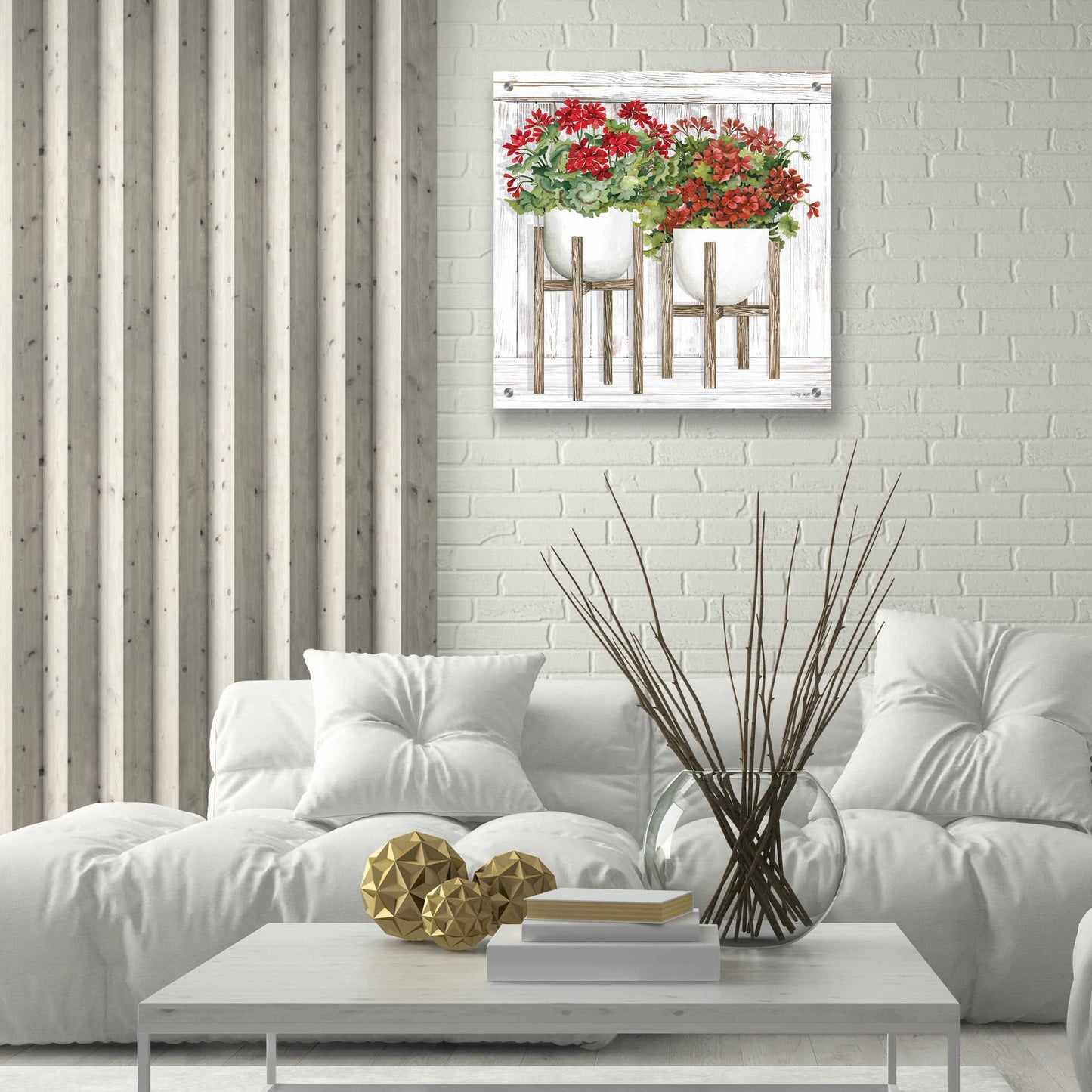 Epic Art 'Red Geraniums' by Cindy Jacobs, Acrylic Glass Wall Art,24x24