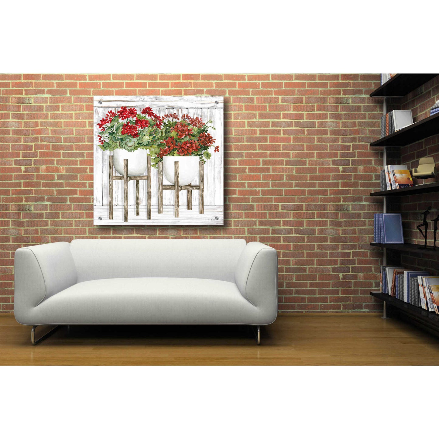 Epic Art 'Red Geraniums' by Cindy Jacobs, Acrylic Glass Wall Art,36x36