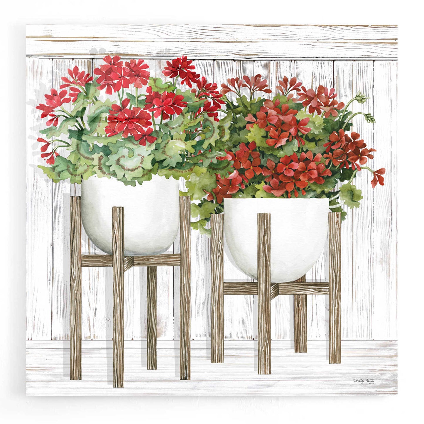 Epic Art 'Red Geraniums' by Cindy Jacobs, Acrylic Glass Wall Art