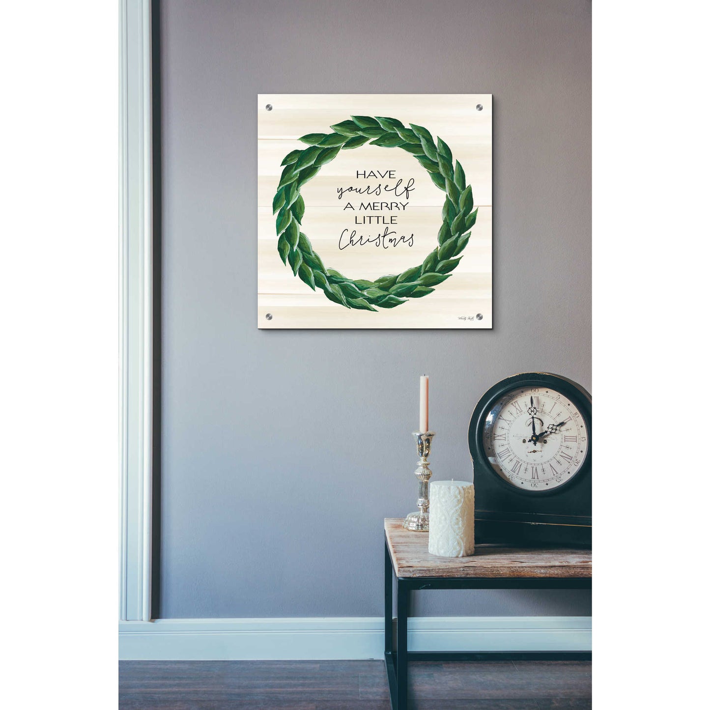 Epic Art 'Merry Little Christmas Wreath' by Cindy Jacobs, Acrylic Glass Wall Art,24x24