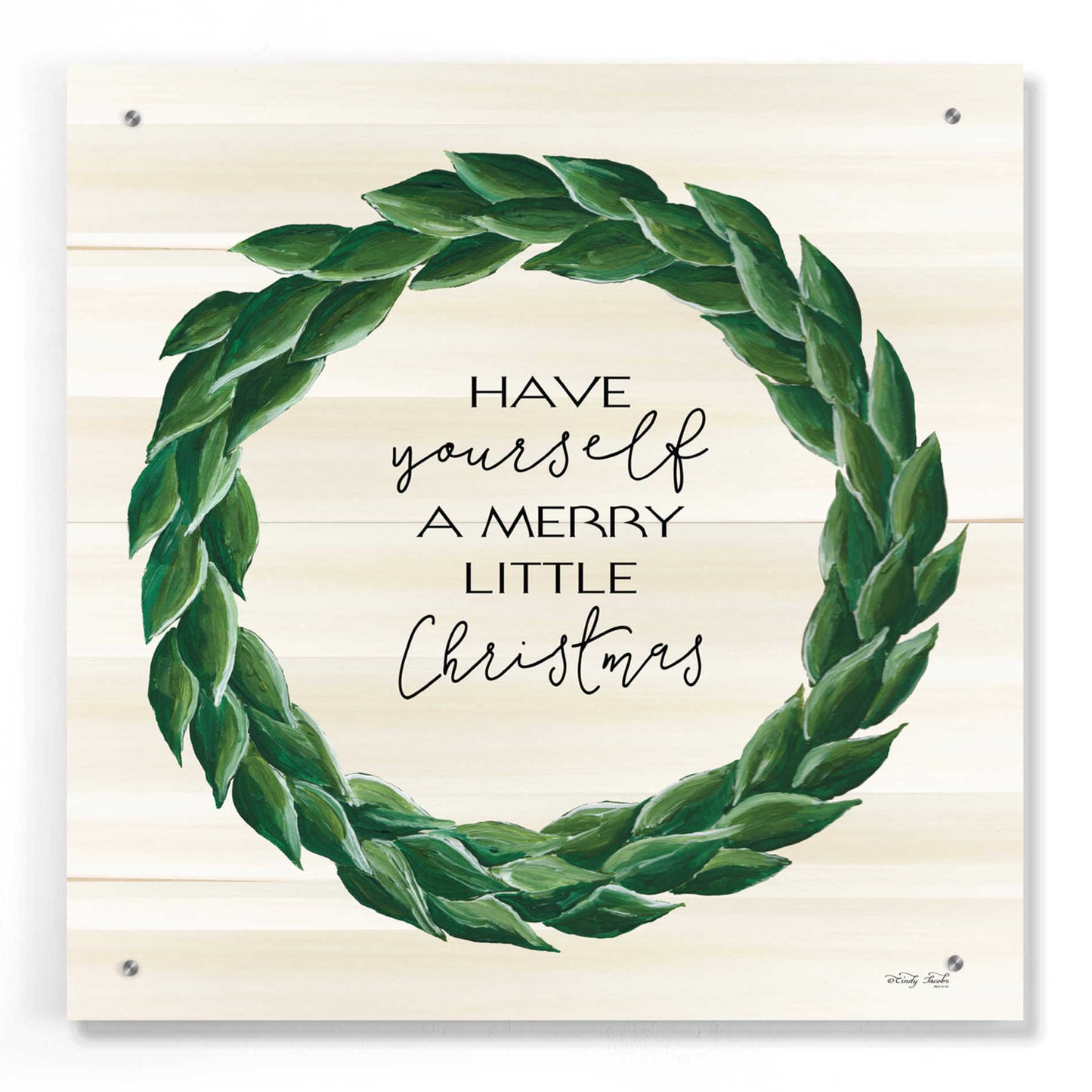 Epic Art 'Merry Little Christmas Wreath' by Cindy Jacobs, Acrylic Glass Wall Art,24x24