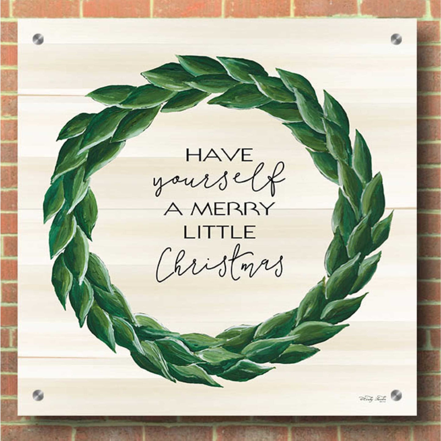 Epic Art 'Merry Little Christmas Wreath' by Cindy Jacobs, Acrylic Glass Wall Art,36x36