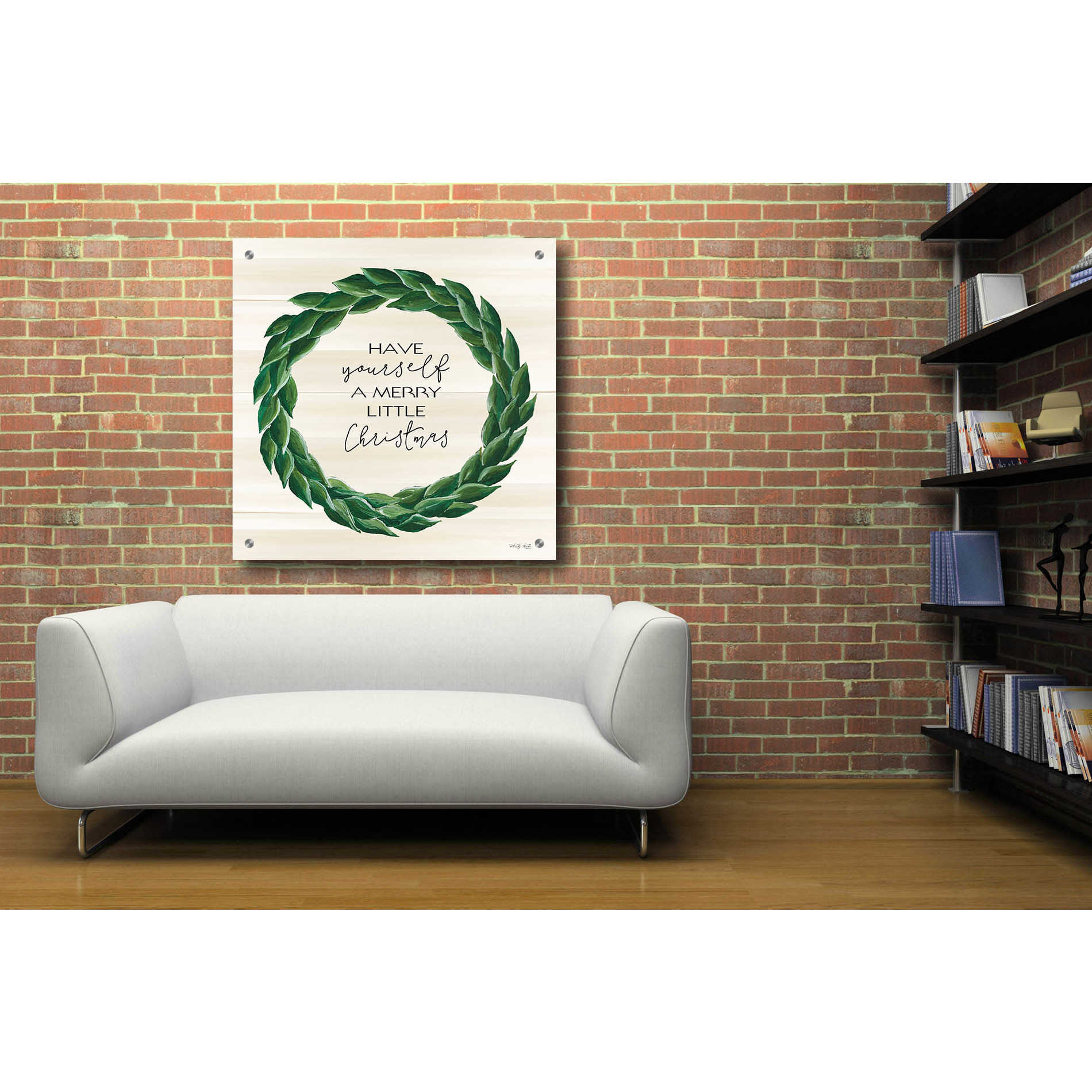 Epic Art 'Merry Little Christmas Wreath' by Cindy Jacobs, Acrylic Glass Wall Art,36x36