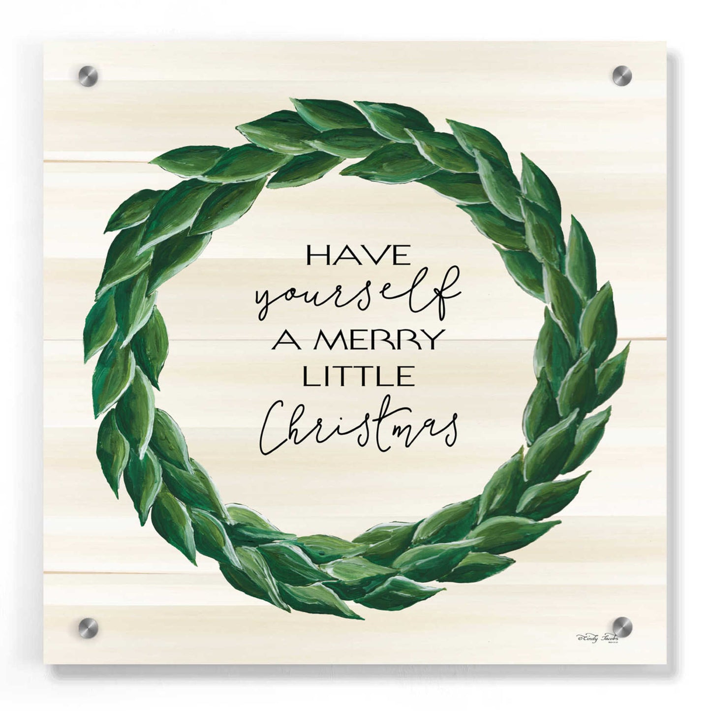 Epic Art 'Merry Little Christmas Wreath' by Cindy Jacobs, Acrylic Glass Wall Art,36x36