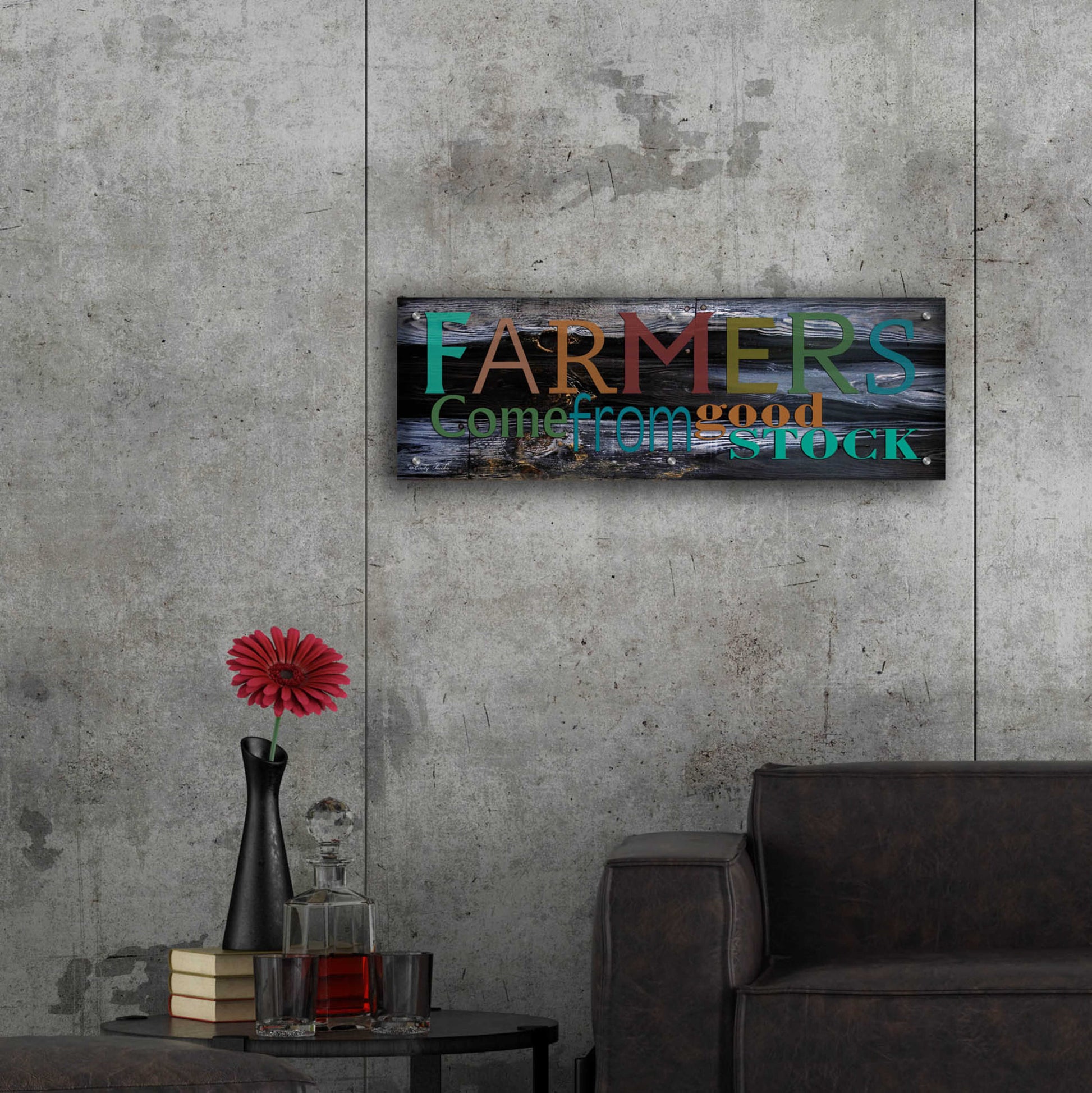 Epic Art 'Farmer's Come from Good Stock' by Cindy Jacobs, Acrylic Glass Wall Art,36x12