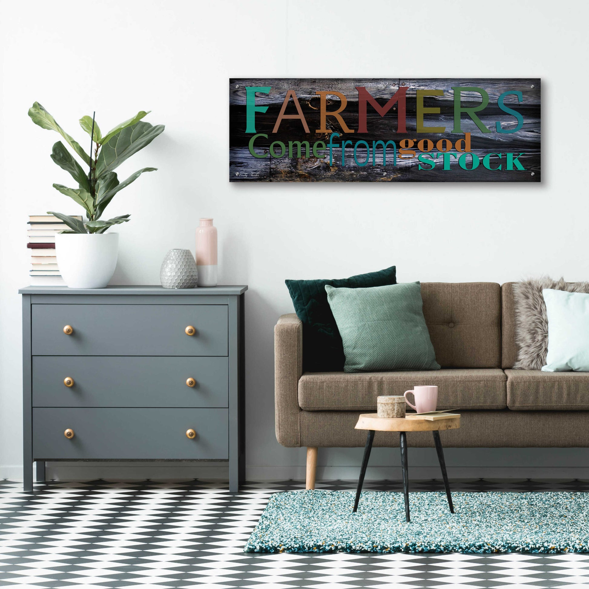 Epic Art 'Farmer's Come from Good Stock' by Cindy Jacobs, Acrylic Glass Wall Art,48x16