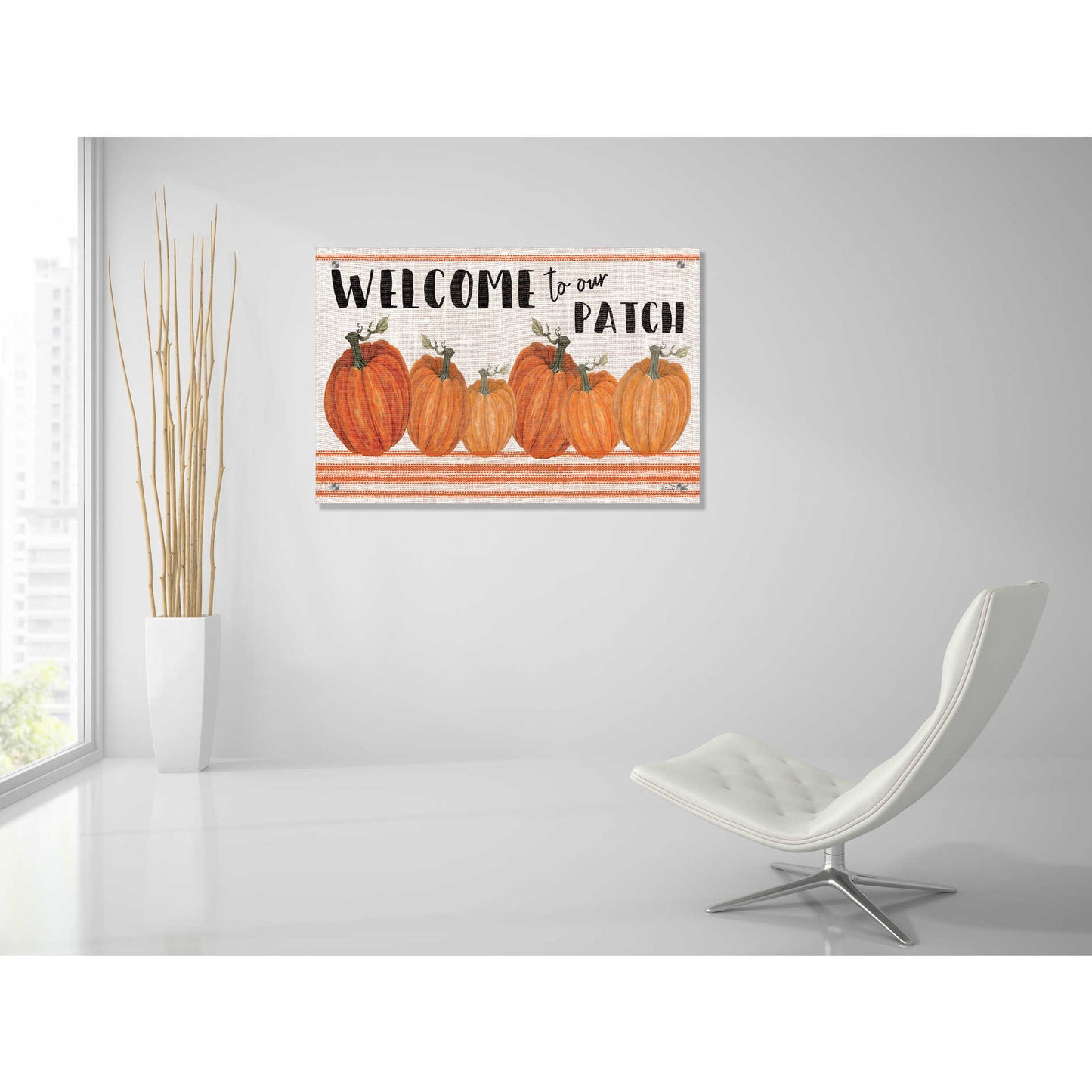 Epic Art 'Welcome to Our Pumpkin Patch' by Cindy Jacobs, Acrylic Glass Wall Art,36x24