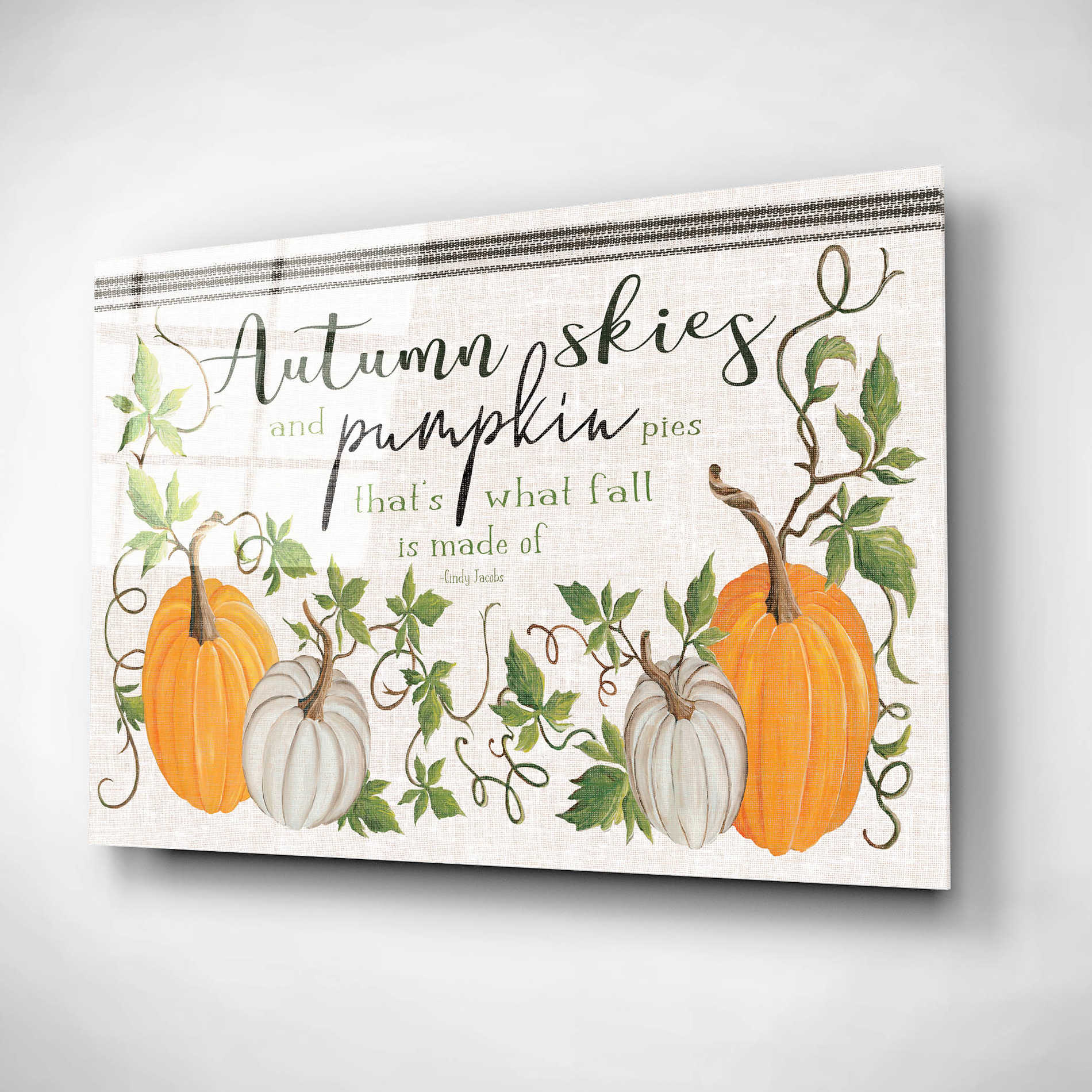 Epic Art 'Autumn Skies and Pumpkin Pies' by Cindy Jacobs, Acrylic Glass Wall Art,24x16