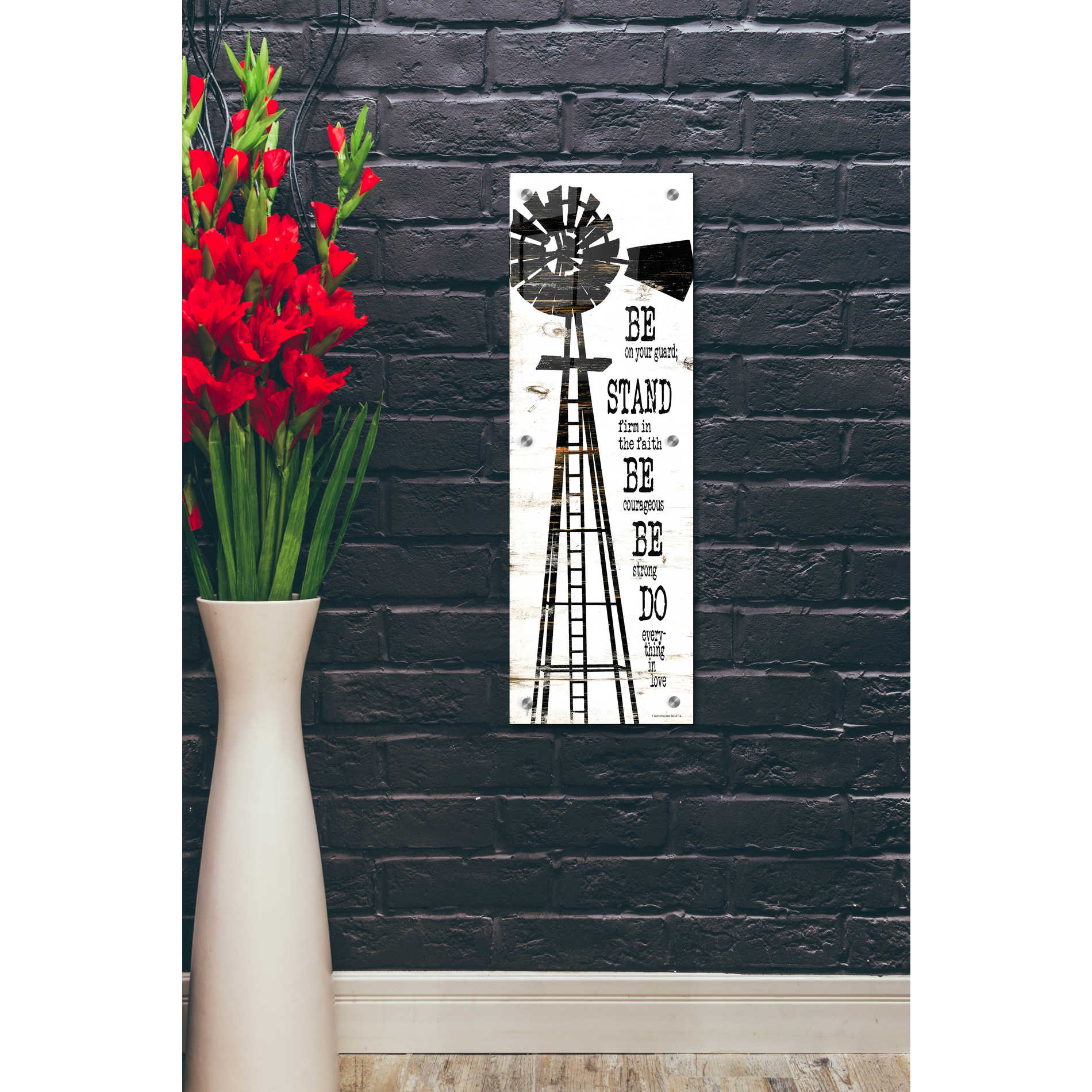 Epic Art 'Windmill Be On Your Guard' by Cindy Jacobs, Acrylic Glass Wall Art,12x36