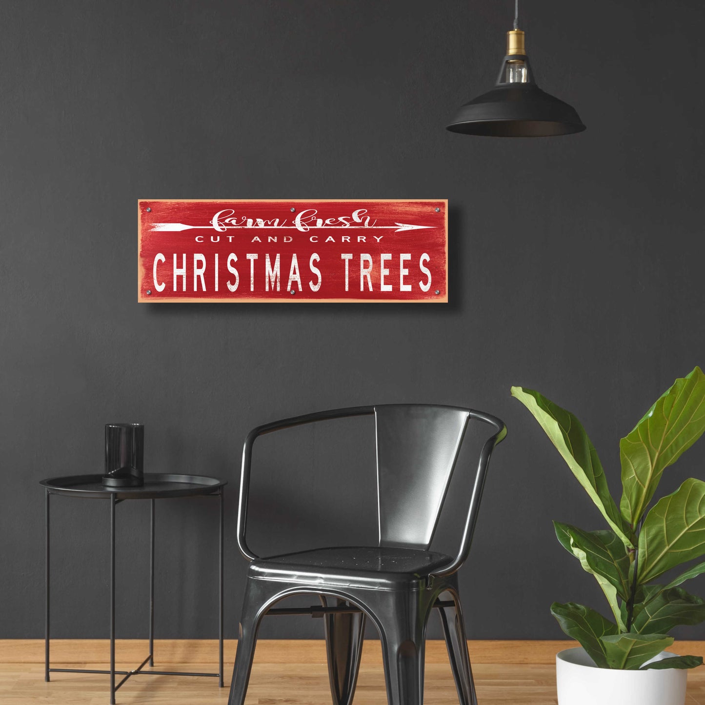 Epic Art 'Christmas Trees Sign' by Cindy Jacobs, Acrylic Glass Wall Art,36x12