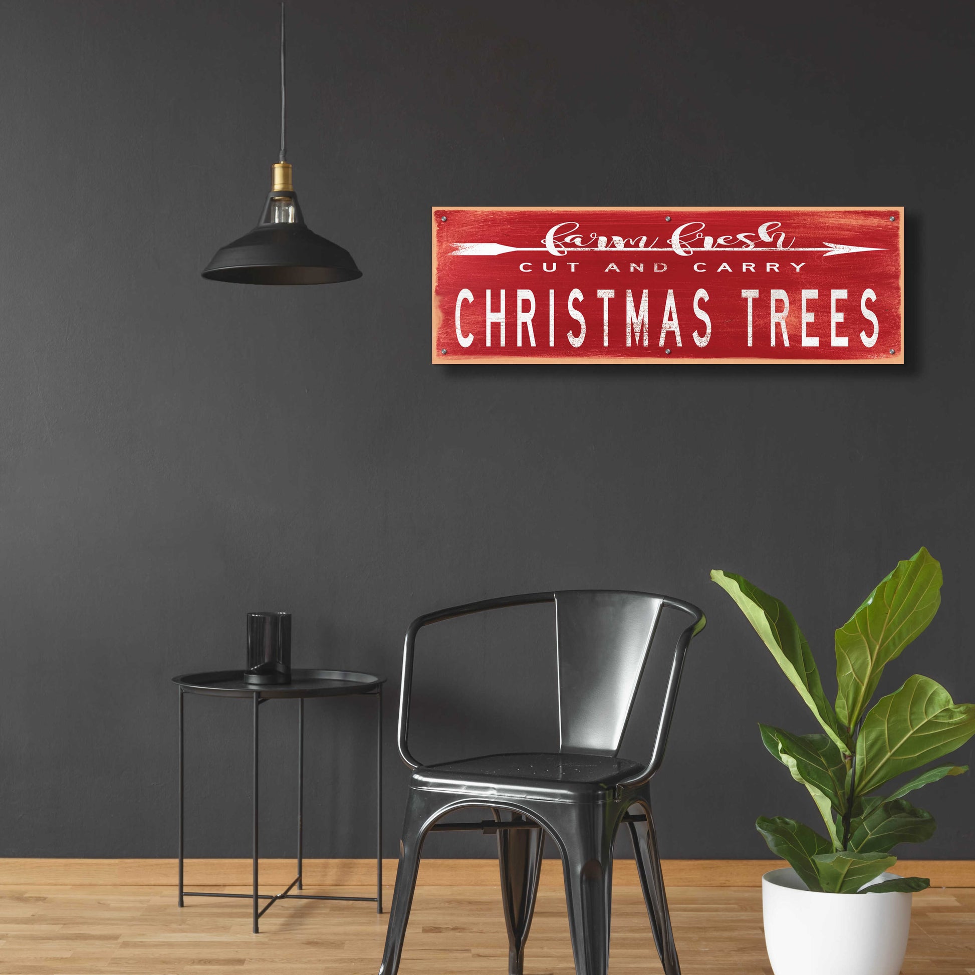 Epic Art 'Christmas Trees Sign' by Cindy Jacobs, Acrylic Glass Wall Art,48x16