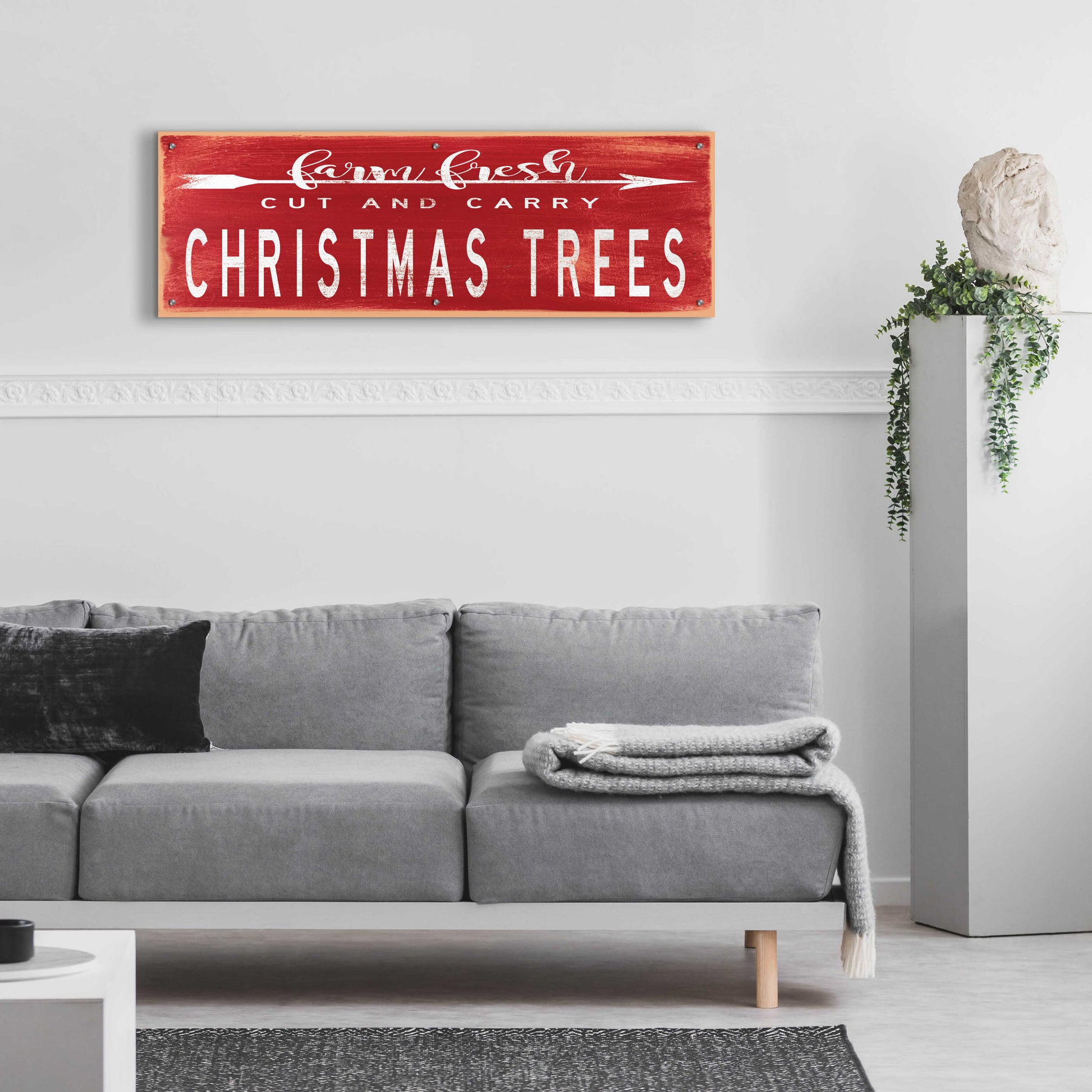 Epic Art 'Christmas Trees Sign' by Cindy Jacobs, Acrylic Glass Wall Art,48x16