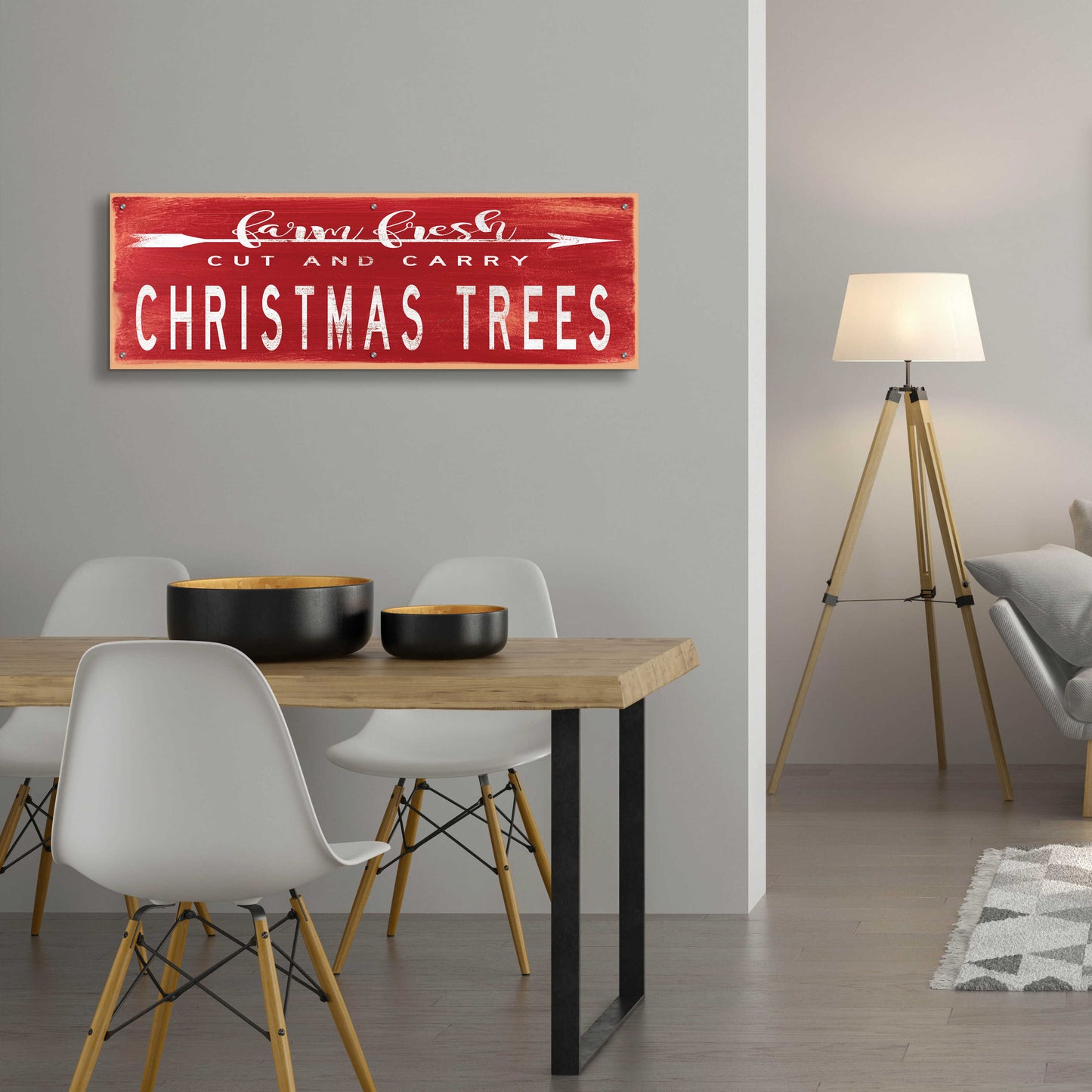 Epic Art 'Christmas Trees Sign' by Cindy Jacobs, Acrylic Glass Wall Art,48x16