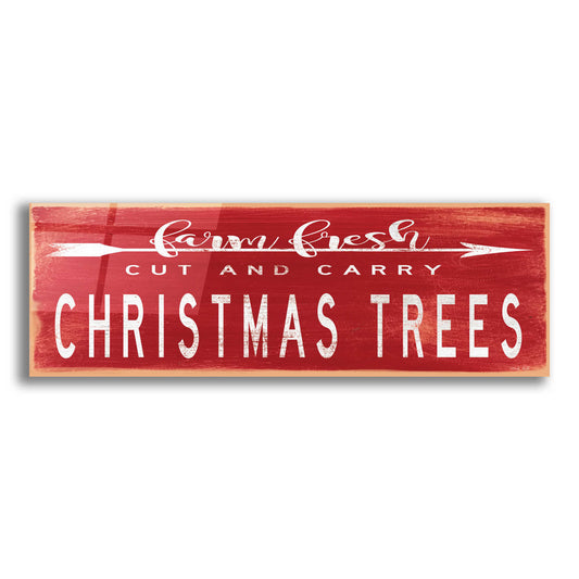 Epic Art 'Christmas Trees Sign' by Cindy Jacobs, Acrylic Glass Wall Art