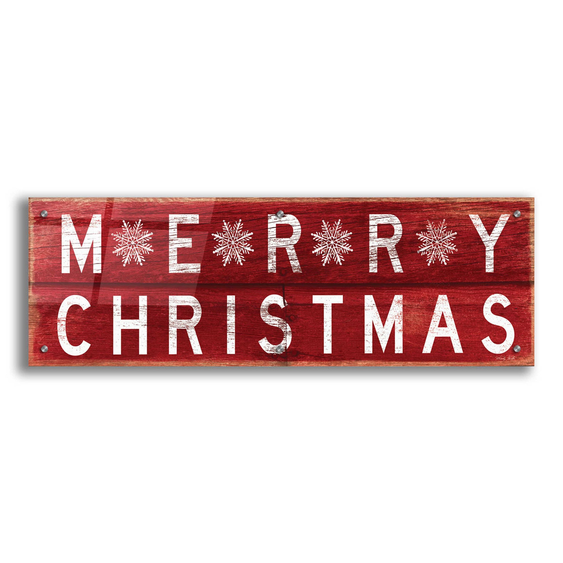 Epic Art 'Merry Christmas Sign 2' by Cindy Jacobs, Acrylic Glass Wall Art,36x12