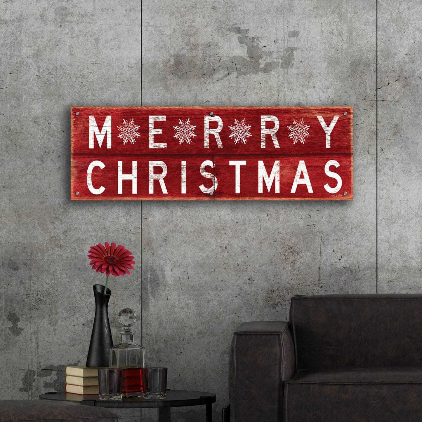 Epic Art 'Merry Christmas Sign 2' by Cindy Jacobs, Acrylic Glass Wall Art,48x16