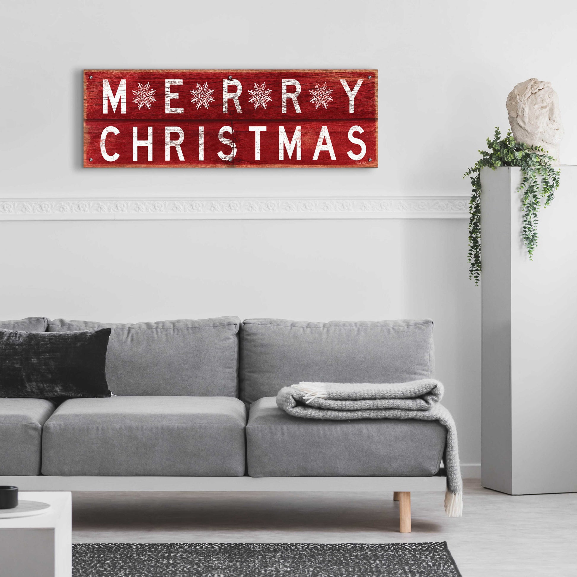 Epic Art 'Merry Christmas Sign 2' by Cindy Jacobs, Acrylic Glass Wall Art,48x16