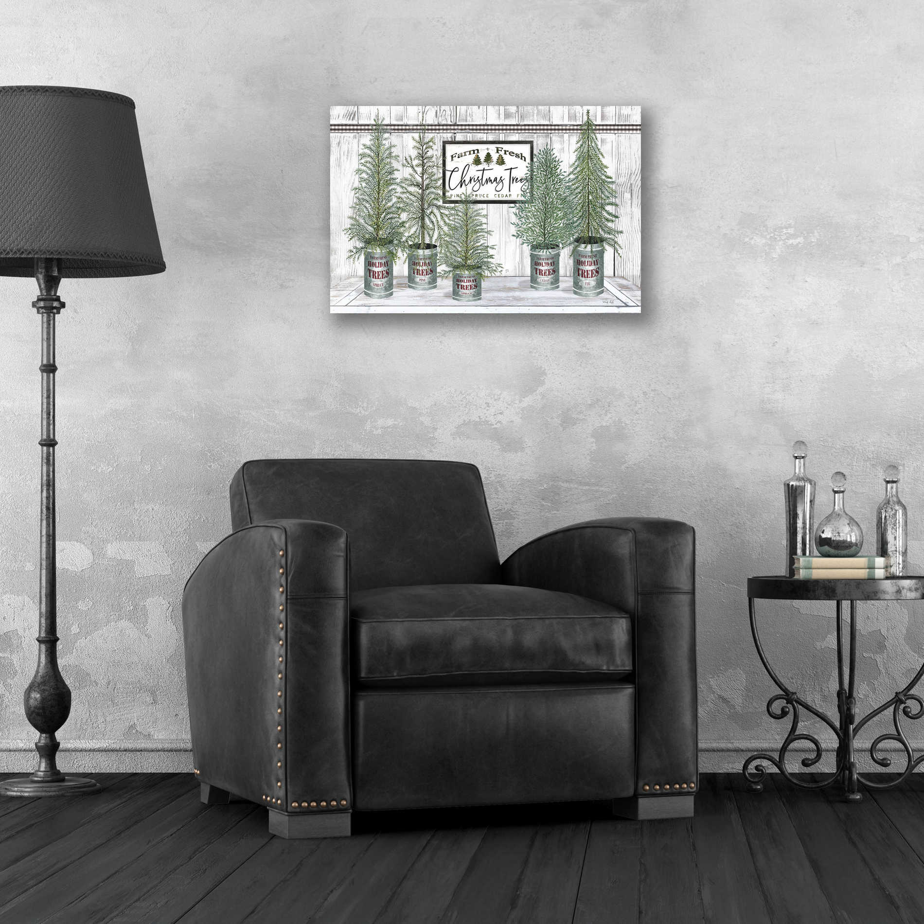 Epic Art 'Galvanized Pots White Christmas Trees II' by Cindy Jacobs, Acrylic Glass Wall Art,24x16