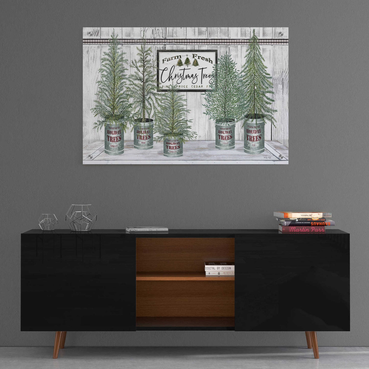Epic Art 'Galvanized Pots White Christmas Trees II' by Cindy Jacobs, Acrylic Glass Wall Art,36x24