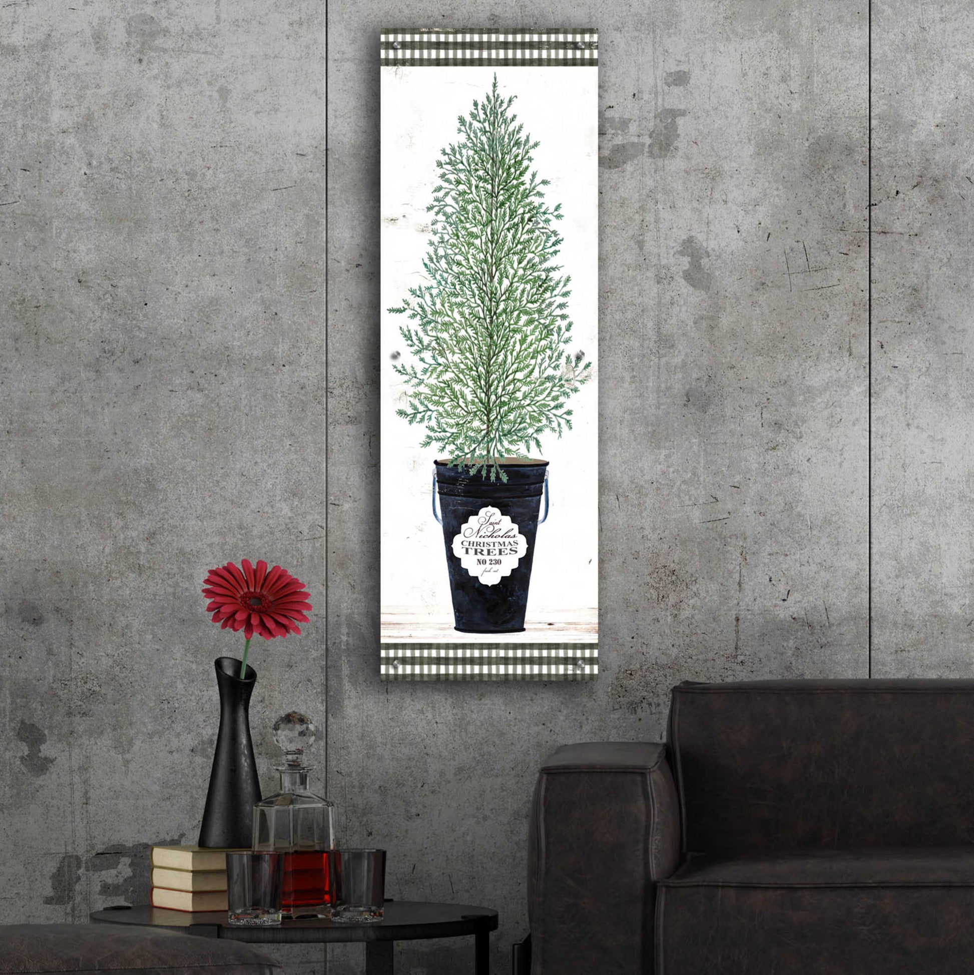 Epic Art 'Cedar Tree' by Cindy Jacobs, Acrylic Glass Wall Art,16x48