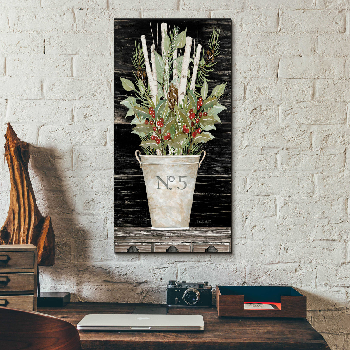 Epic Art 'No. 5 Christmas' by Cindy Jacobs, Acrylic Glass Wall Art,12x24