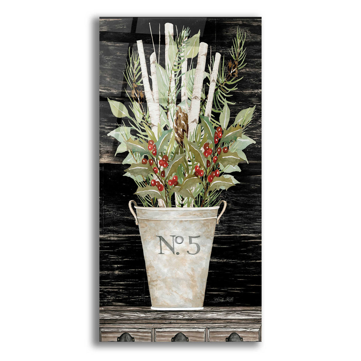Epic Art 'No. 5 Christmas' by Cindy Jacobs, Acrylic Glass Wall Art