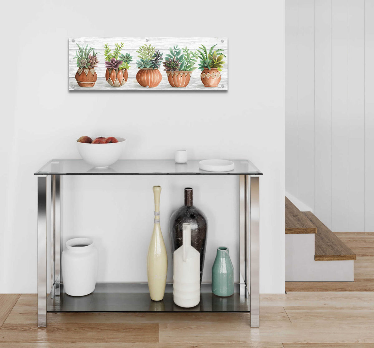 Epic Art 'Terracotta Pots I' by Cindy Jacobs, Acrylic Glass Wall Art,36x12