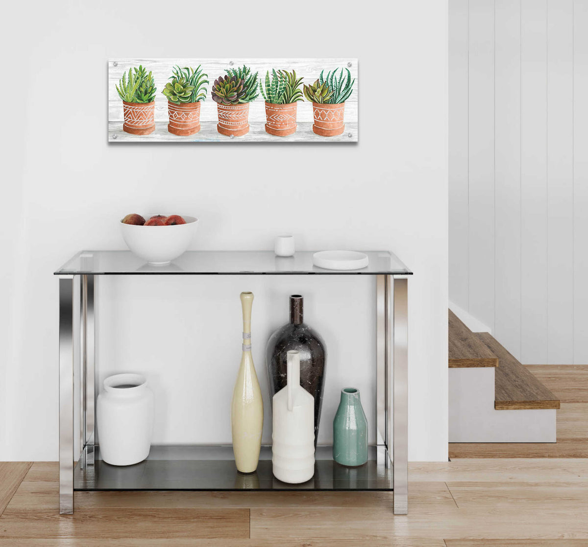 Epic Art 'Terracotta Pots II' by Cindy Jacobs, Acrylic Glass Wall Art,36x12